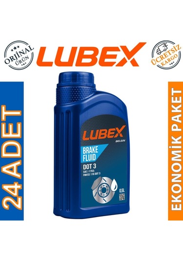 Lubex Brake Fluid Dot 3 Fren Hidrolik Yağı 500 Ml 24 Adet