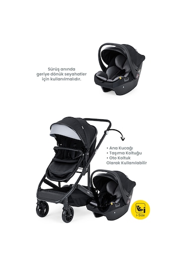 Kanz Echo Travel Sistem Bebek Arabası Siyah