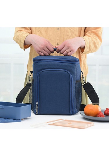 Skycity Mavi Gri Isı Saklama Çantası, Oxford Kumaş+peva, Leak-proof Liner, 1l, Spor/ofis/toplantı İçin, 19x23x28cm Diğer