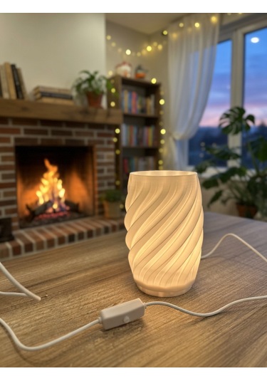 Organik Dalga Desenli 3d Printed Gece Lambası Minimalist Abajur