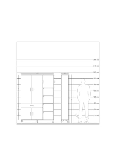 Arges Dolap 10 Raflı Tek Çekmeceli 5 Kapaklı 132x30x195 Aytaşı-aytaşı/antrasit Aytası/antrasıt