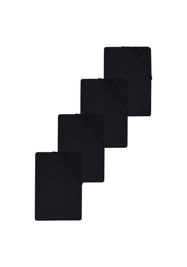 4 Adet Düz Pamuklu Tek Kişilik 80 X 200 X 30 Cm Lastikli Penye Çarşaf Siyah