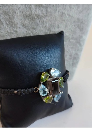 Çeşitli Doğal Taş Gümüş Bileklik 298 Gümüş