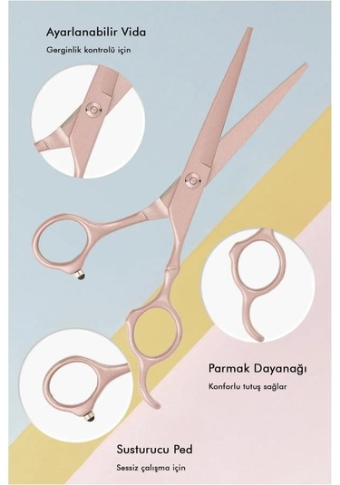 Gül Kurusu Düz Uçlu Saç Kesim Makası 6 İnç