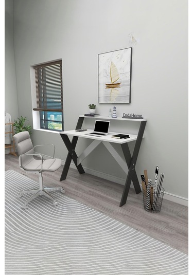 Enda Home X Ayaklı Ders Çalışma Masası Laptop Masası Antrasit - Beyaz