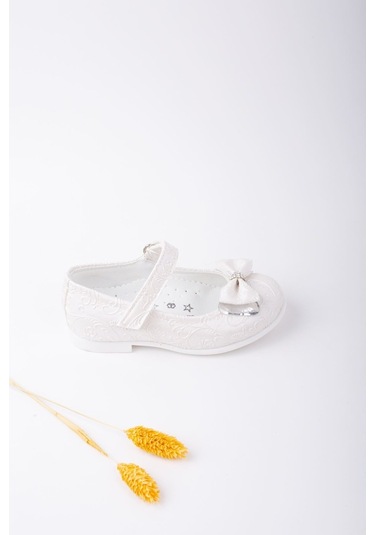 Gimer - Fiyonklu Kız Bebe Ayakkabı - Eng012617G Beyaz