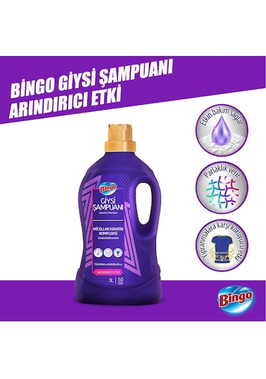 Bingo Arındırıcı Etki Giysi Şampuanı 6 x 3 L