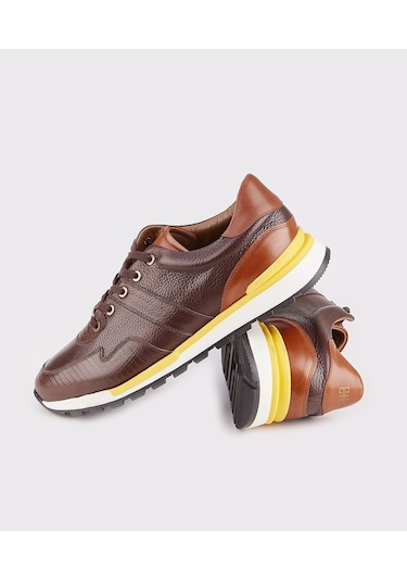 Hakiki Deri Kahverengi Bağcıklı Erkek Günlük Ayakkabı-Kahve (521644224) Kahverengi