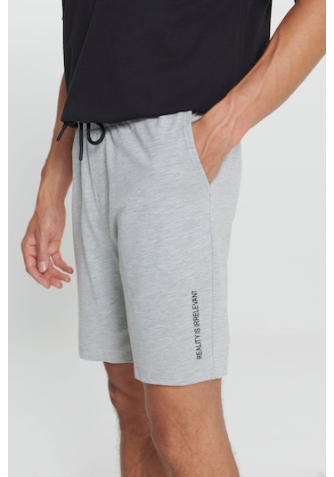 Ac&Co / Altınyıldız Classics Erkek Grı Melanj Standart Fit Normal Kesim Pamuklu Rahat Örme Şort