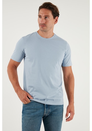 Buratti Pamuklu Regular Fit Bisiklet Yaka Erkek T Shirt 59020204 Açık Mavi