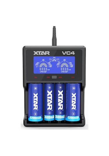 Xtar Vc4 Taşınabilir Lcd Ekranlı Li-ion/ni-mh/ni-cd Pil Şarj Cihazı