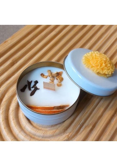 Uretti - Ayşe 7362 0535 El Yapımı Bitkisel Kokulu Metal Kutuda Mum - 3 X 7 Cm Beyaz