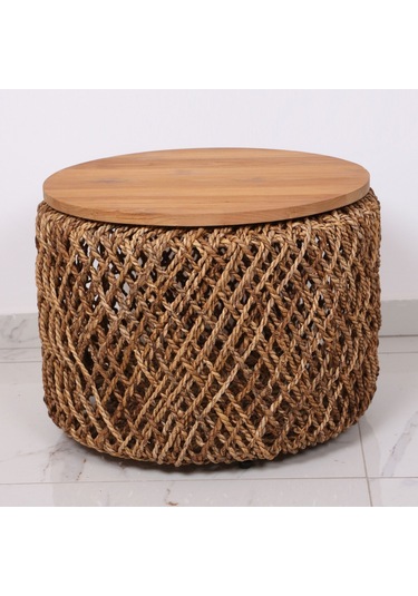 Abaka Sehpa Teak Üst Tablalı 60 X45 Cm Kahverengi