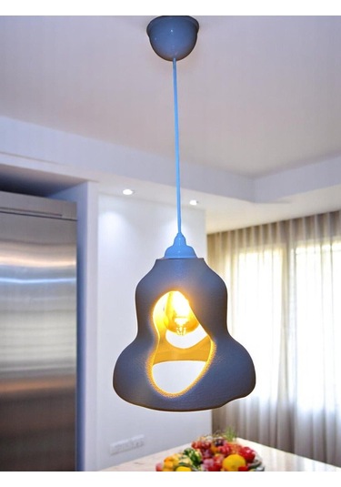 Beton Görünümlü Şık Ve Modern İskandinav Avize Rustik Ampul Hediyeli Gri