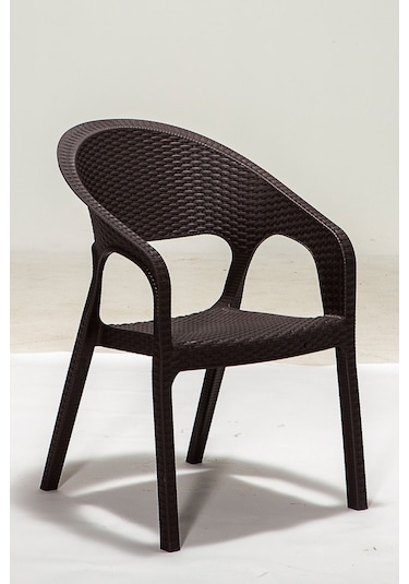 Kahverengi Garden Large Rattan Masa Takımı Kahverengi