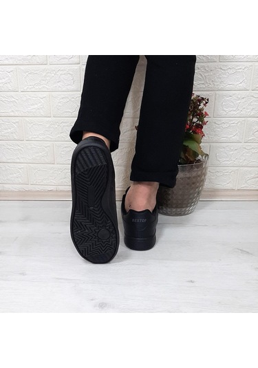 Bestof 041 Siyah-siyah Sneaker Düz Taban Spor Ayakkabı 001