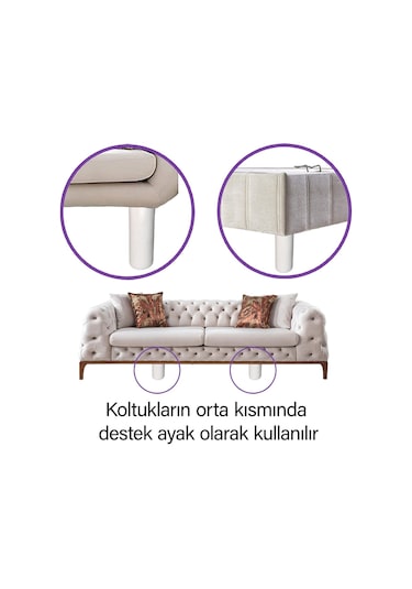 8 Adet Ayarlı Destek Ayağı 13 X 19 Cm Beyaz Gizli Ayak Mobilya Kanepe Baza Koltuk Dolap Tv Ünitesi