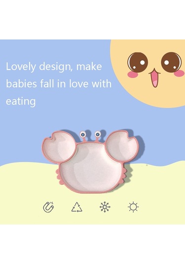 Sones Çocuklar Tek Parça Tam Silikon Masa Karikatür Yengeç Ayırma Plakası Kahverengi