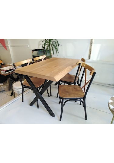 Bintaşmobilya 4 Kişilik Kütük Masa Tonet Sandalye Takımı 120X80.Cm