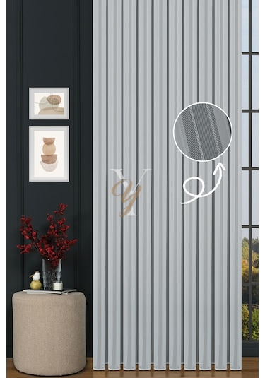 4608 Tül Perde V-01 Ekru Ekru