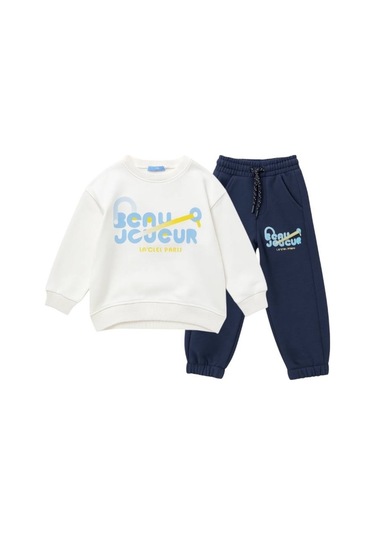 Lacıel Parıs Sloganlı Tenis Erkek Çocuk Eşofman Takım Beyaz