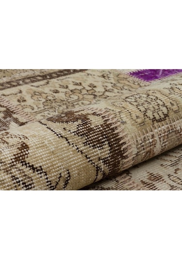 Bej Klasik Modern Patchwork El Dokuma Halı