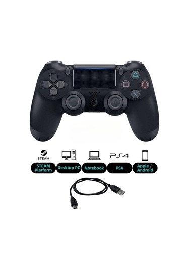 Glrtech P4 Siyah Kablosuz Oyun Kolu Double Motor Titreşimli Şarj Edilebilir Ps4 Uyumlu