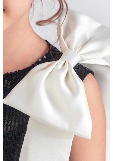 Etekli Şık Elbise Pullu 3 Kat Siyah