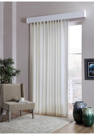 Taç Saten Güneşlik Perde Krem & Beyaz 1.Sınıf Kalite (Boy 200 Cm)