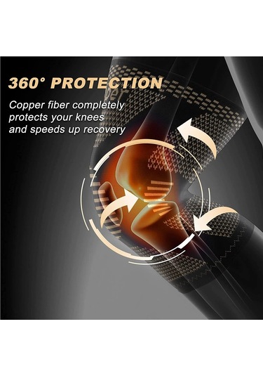 Jialan Spor Ve Artrit Ağrısı Ve Desteği İçin Bakır Dizlik - Spor Kahverengi