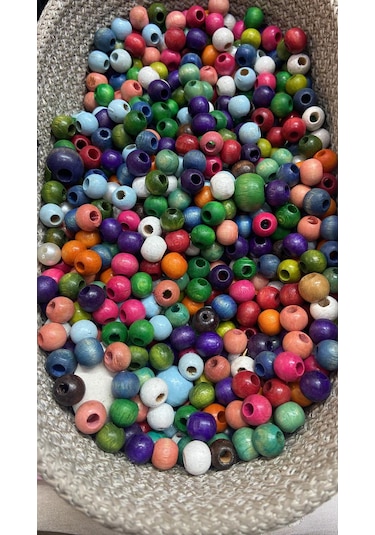 Hobisshow Renkli 10mm Karışık Ahşap Boncuk 100 Adet 10 Mm