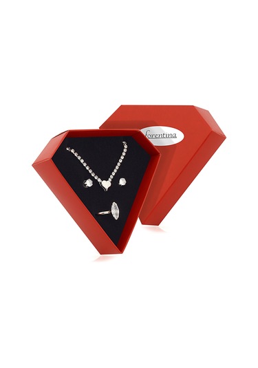 Forentina Zirkon Taşlı Kolye Küpe Yüzük Takı Seti PS2514