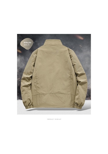 İlkbahar Ve Sonbahar Yeni Stil Dik Yaka İnce Moda Retro Erkek Ceketi Yeşil