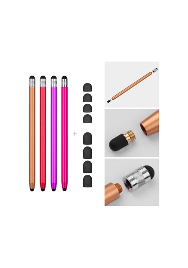 Aubyhe "wk-128 Çift Uçlu Hassas Metal Stylus Kalem - 4'lü Set Kırmızı/pembe/mor/altın Tablet & Telefon Uyumlu"