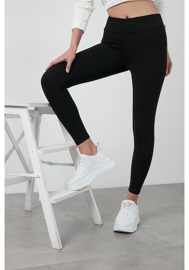 Lela Büyük Beden Seçeneğiyle Yüksek Bel Toparlayıcı Üşütmeyen Kışlık Spor Bayan Tayt 626Tights Siyah