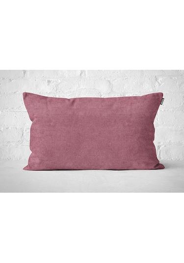 Tekli Kadife Dokulu Kırlent Kılıfı Gül Kurusu-2505 001