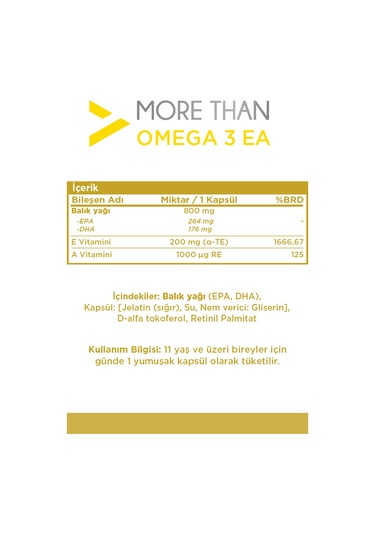 More Than Omega 3 EA Takviye Edici Gıda 30 Yumuşak Kapsül
