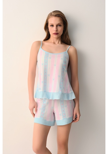 Suwen Briella Pamuklu Atlet Şort Pijama Takımı Sh26612667334 Pembe