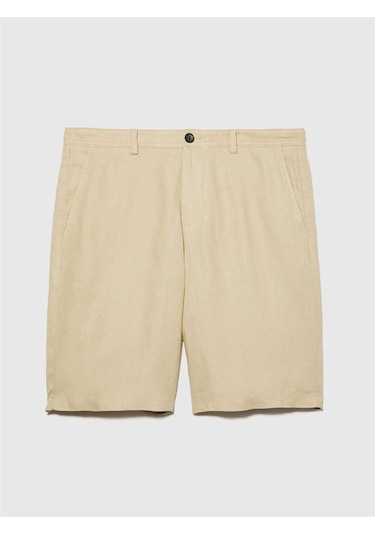 Sisley %100 Keten Slim Fit Bermuda Şort Erkek Bej Şort - 325p4aghs9010