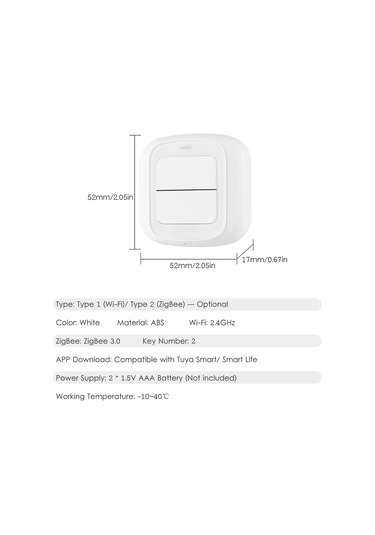 Suofeng Akıllı Ev Kontrolü İçin Zigbee Bağlantılı İki Düğmeli Beyaz Sahne Anahtarı - Uygulama İle Kullanım 1-gang