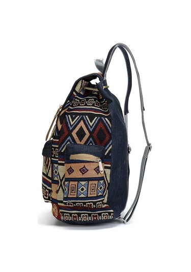 Yeni Kadın Sırt Çantası Kot Kontrast Renkli Sırt Çantası Büyük Kapasiteli Günlük Öğrenci Çantası Matches The İmage Çok Renkli