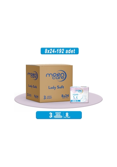 Mooncare Lady Soft Yumuşak Gece Hijyenik Ped 8 x 24'lü