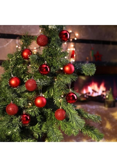 Noel Çam Ağacı Süsü Ev Ofis Dekor 12 Li Parlak Kırmızı 3 Cm Top Süs Yılbaşı Çam Ağacı Süsleri Topu Çok Renkli