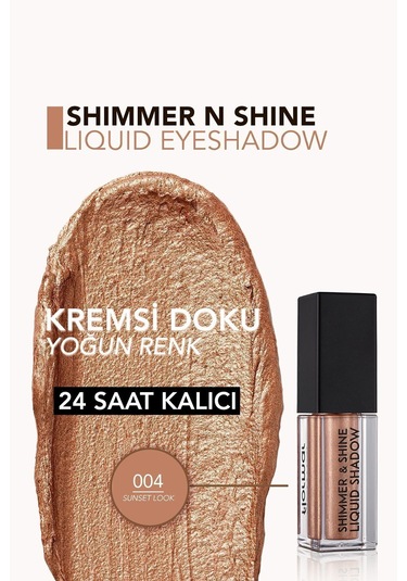 Flormar Metalik Likit Göz Farı (BAKIR) - Shimmer & Shine Liquid Shadow - 004 Sunset Look - 8682536003124