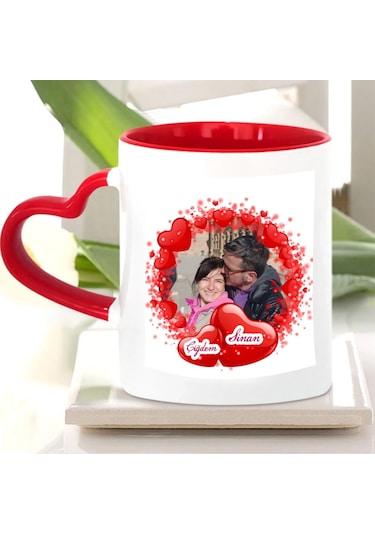 Sevgiliye Özel Kalp Kulplu Kupa Bardak Hediyelik