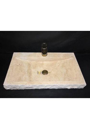 Traverten Batarya Çıkışlı Yay Patlatma Lavabo