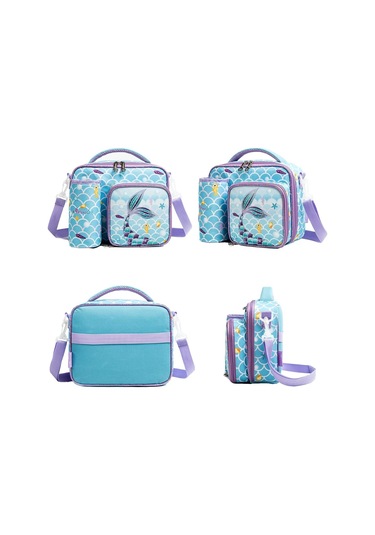 Çocuklar İçin Öğle Yemeği Çantası, Yalıtımlı Tote Çanta, Çocuklar İçin Öğle Yemeği Kutusu, Okul Sırt Çantası, Atıştırmalık Kavanozu, Kare Öğle Yemeği Kutusu Çok Renkli