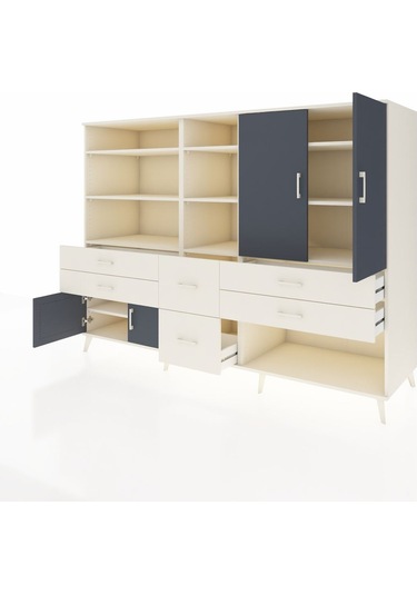 Kronos Dolap 10 Raflı 6 Çekmeceli 4 Kapaklı 220x59x163 Aytaşı-ant Aytaşı-antrasit/aytaşı