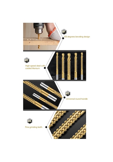 Geeroyoo Hızlı Çelik Titanyum Kaplı 3mm Testere Uçlu Matkap, Ahşap-alüminyum-plastik Delme Ve Yiv Açma İçin, Elektrikli Matkap Uyumlu