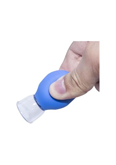 Mini Silikon Vakumlu Mika Yüz Masaj Kupası 4'lü Karışık Set Mavi Renk